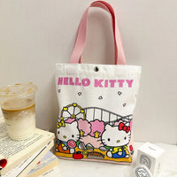 Hello Kitty Cartoon Shoulder Bag (26x24cm) - Light Canvas Shopping Tote 2