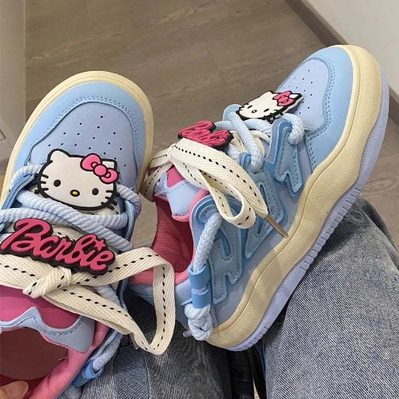 Kawaii Hello Kitty Canvas Skateboard Shoes in Blue