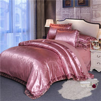 Nordic Satin Jacquard Duvet Cover Set Luxury Flower Bedding Set Adlut Quilt Cover Pillowcases Sheet Twin Queen King Home Texiles Lusy Store