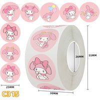 500Pcs/roll New Kawaii Sanrio Sticker Cute Cinnamoroll Kuromi Hello Kitty Cartoon Kids Reward Stickers Gift Decor Decals Toys My Melody