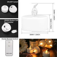 12/24pc Flameless LED Candle with/without Remote control Lighting Flickering Flame Tea Light for Halloween Christmas Home Decor