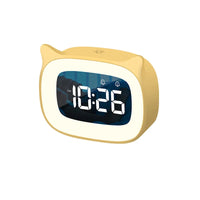 Cat Shape Alarm Clock LED Voice Control Desktop Clock Night Light USB Dual Music Digital Alarm Clock Home Table Decoration Yellow