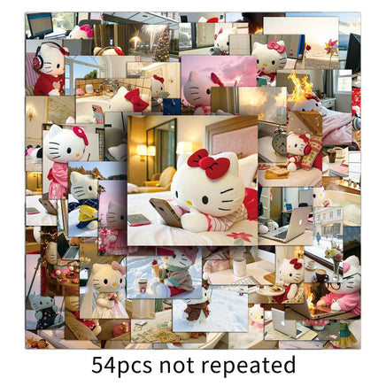 Lusy Store 10/54PCS Cute Hello Kitty Daily Graffiti Stickers Kawaii Sanrio Decal Decoration Guitar Skateboard Phone Cup Waterproof Sticker 