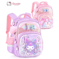 Sanrio Cute Kuromi Melody Cinnamoroll Large Capacity Backpack Boys Girls Cartoon Hello Kitty Kawaii Canvas Schoolbag 2024 Cute