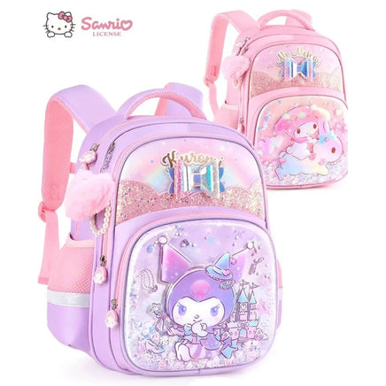 Sanrio Cute Kuromi Melody Cinnamoroll Large Capacity Backpack Boys Girls Cartoon Hello Kitty Kawaii Canvas Schoolbag 2024 Cute