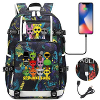 New Sprunki Print USB Boys Girls Kids Book Bags Large Capacity Teenagers Schoolbags Women Men Laptop Travel Backpack Picture Color 16 18 Inch