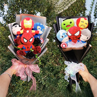 Lusy Store LLC The Avengers Plush Bouquets Super Hero Spider-Man Iron Man Superman Captain America Plush Gifts Bouquet