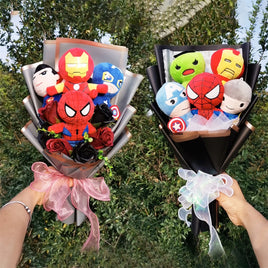 Lusy Store LLC The Avengers Plush Bouquets Super Hero Spider-Man Iron Man Superman Captain America Plush Gifts Bouquet