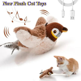 Interactive Catnip Bird Toy, USB Rechargeable & Touch-Activated, Electric Squeaky Plush Toy for Dogs & Cats