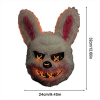 Horror Bloody Rabbit Bear Mask Halloween LED Luminous Animal Simulation Fur Mask Cosplay Masquerade Party Costume Decoration Rabbit