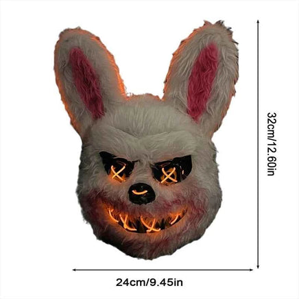 Horror Bloody Rabbit Bear Mask Halloween LED Luminous Animal Simulation Fur Mask Cosplay Masquerade Party Costume Decoration Rabbit