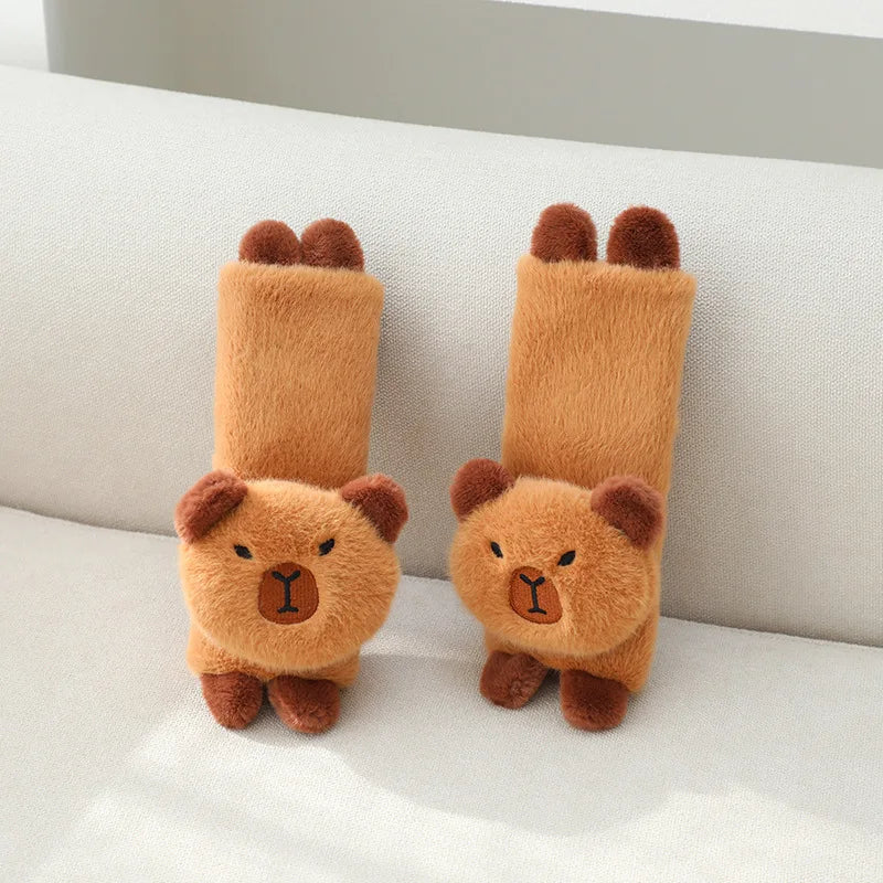 Lusy Store LLC Capybara Plush Doll Kawaii Capybara Car Seat Headrest Seat Belt Cover Kawaii Stuffed Gift Plush