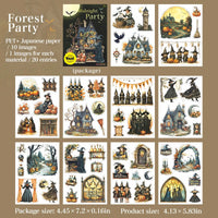 20 Sheets Gothic Dark Midnight Party Scrapbook Stickers Book Halloween Cute Bullet Journaling Decor Stationery Sticker B