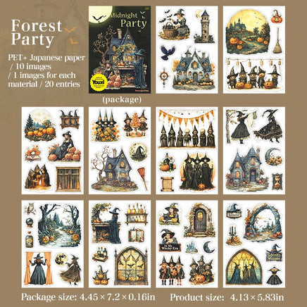 20 Sheets Gothic Dark Midnight Party Scrapbook Stickers Book Halloween Cute Bullet Journaling Decor Stationery Sticker B