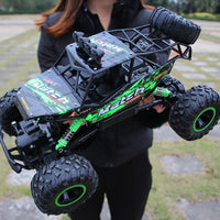 RC Car With Led Lights 2.4G Radio Remote Control Cars Buggy Off-Road Control Trucks Boys Toys for Children 37cm Green