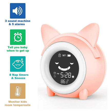 Trending Alarm Clock for Kids Bedroom Children Sleep Training Clock for Toddlers Wake Up Clock Night Lights for Gifts Pink Lusy Store