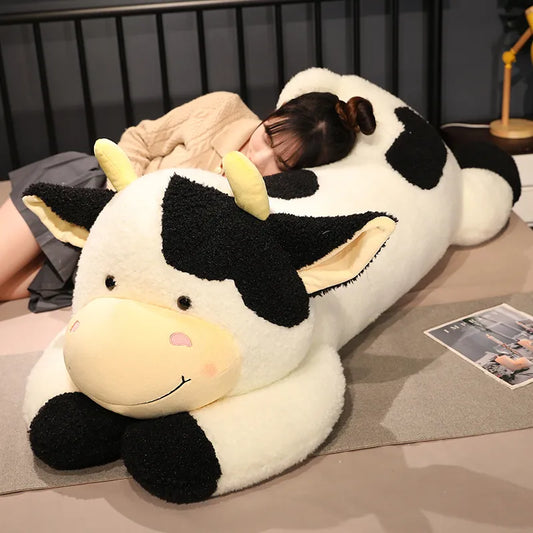 Lusy Store LLC Lovely Milk Cow Plush Toys Cartoon Stuffed Animal Cattle Dolls Sleeping Pillow Gifts Plush