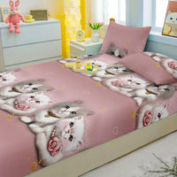 Lusy Store 1 Cartoon Fun Animal Printed Matte Fitted Sheet, Bedroom Printed Bed Cover, Bedding (Excluding Pillowcases) 
