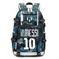Messi C Ronaldo football bag star around high school students male and female large capacity backpack can be customized Colour blue 15 inches