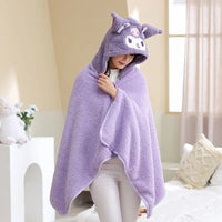 Cartoon Cute Cinnamoroll Kuromi My Melody Blanket Hooded Poncho Blanket Office Student Nap Blanket Air Conditioning Blanket Gift 80x160cm