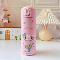 Sanrio Hello Kitty Kuromi Melody Cartoon Stainless Bounce Cup Creative Trending Student Water Bottle Large Capacity Thermos Cup 10 420ML