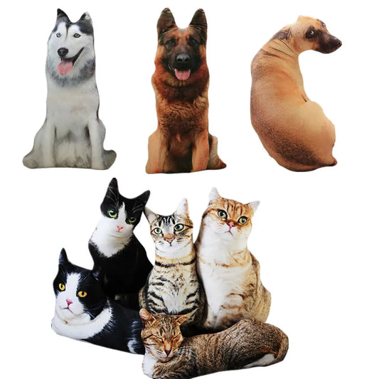 Lusy Store LLC Cute Lifelike 3D Cat Dog Plush Toys Stuffed Soft Animal 50cm Sleep Pillow Sofa Cushion Home Decor Gift Plush