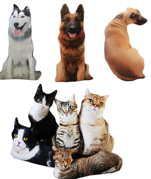 Lusy Store LLC Cute Lifelike 3D Cat Dog Plush Toys Stuffed Soft Animal 50cm Sleep Pillow Sofa Cushion Home Decor Gift Plush