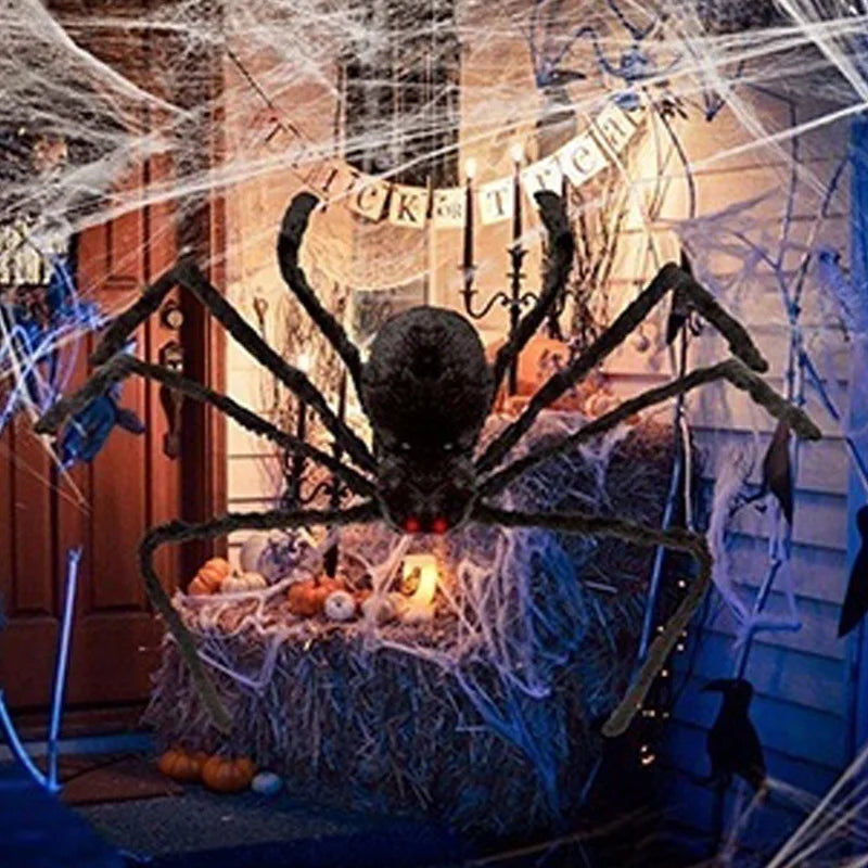 Lusy Store LLC Black Spider Halloween Decoration Haunted House Prop Indoor Outdoor Giant Decor Plush