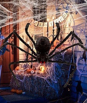 Lusy Store LLC Black Spider Halloween Decoration Haunted House Prop Indoor Outdoor Giant Decor Plush