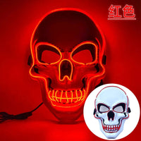 Halloween LED Horror Skull Mask Cold Light Mask LED Halloween Mask Cosplay Mask Halloween Party Decoration Luminous Skull Masks red