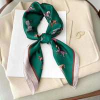 Lusy Store 27.56&quot; Paisley Print Small Square Scarf Simulated Silk Thin Neck Scarf Mature Style Sunscreen Headscarf For Women 