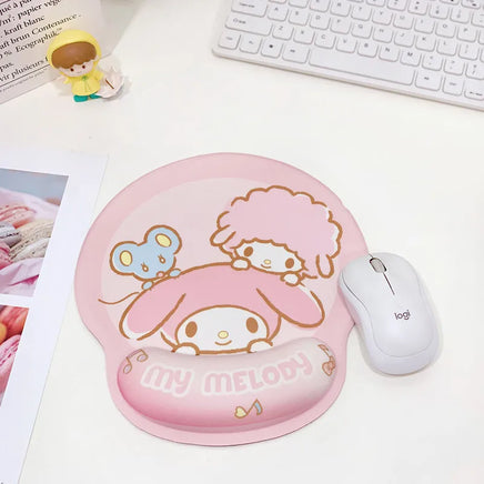 Kawaii Sanrio Mouse Pad With Wrist Rest Non-slip Rubber Computer Pad Anime Kuromi Cinnamoroll My Melody Cute Cartoon Girl Gifts B