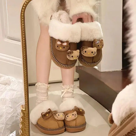 Hello Kitty Plush Slippers for Women - Sanrio Y2K Cute Home Shoes