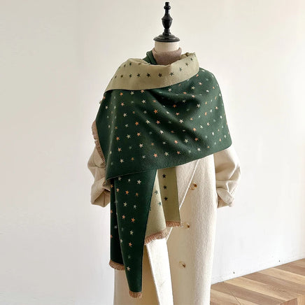 Lusy Store Women Cashmere Scarf Fashion Stars Print Scarves Lady Shawls Wraps Female Pashmina Warm Thick Blanket Stoles Bufanda 