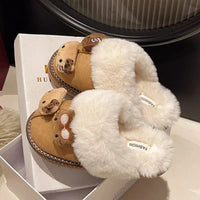 Winter Sanrio Hello Kitty Plush Slippers Cute Cartoon Fuzzy Warm Comfy Women Home Shoe Kawaii Y2K Outdoor Antiskid Flat Slippers Lusy Store