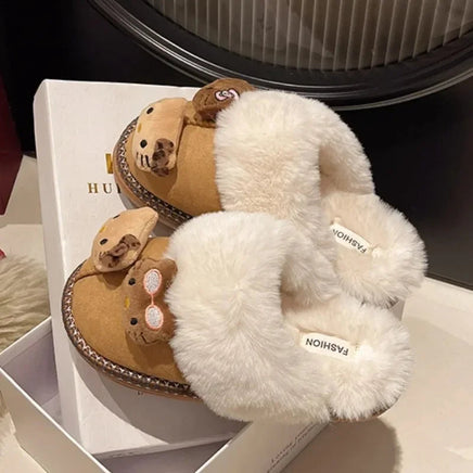 Winter Sanrio Hello Kitty Plush Slippers Cute Cartoon Fuzzy Warm Comfy Women Home Shoe Kawaii Y2K Outdoor Antiskid Flat Slippers Lusy Store