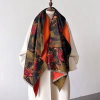 Lusy Store Warm Cashmere Scarf Women Shawl Floral Print New Wraps Luxury Thick Blanket Winter Bufanda Pashmina Female Travel Poncho Stoles 