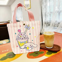 Sanrio Hello Kitty Shoulder Bag For Women Kuromi Cinnamoroll Canvas Shopping Bag Casual Large Capacity Waterproof Girl'S Handbag 02