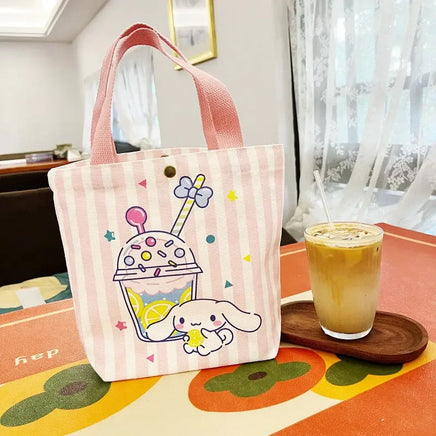 Sanrio Hello Kitty Shoulder Bag For Women Kuromi Cinnamoroll Canvas Shopping Bag Casual Large Capacity Waterproof Girl'S Handbag 02