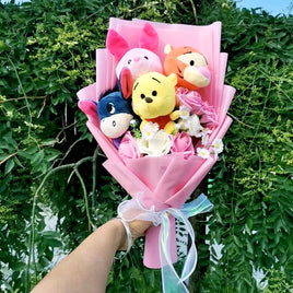 Lusy Store LLC Winnie the Pooh Plush Bouquet Bear Tiger Pig Anime Cartoon Decoration Gift Valentine's Day Gift Bouquet