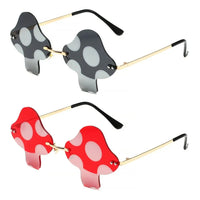 Mushroom Shape Sunglasses Irregular Rimless Sun Glasses Retro Trendy Fun Sunglasses for Women Men Halloween Decorations Party Fa