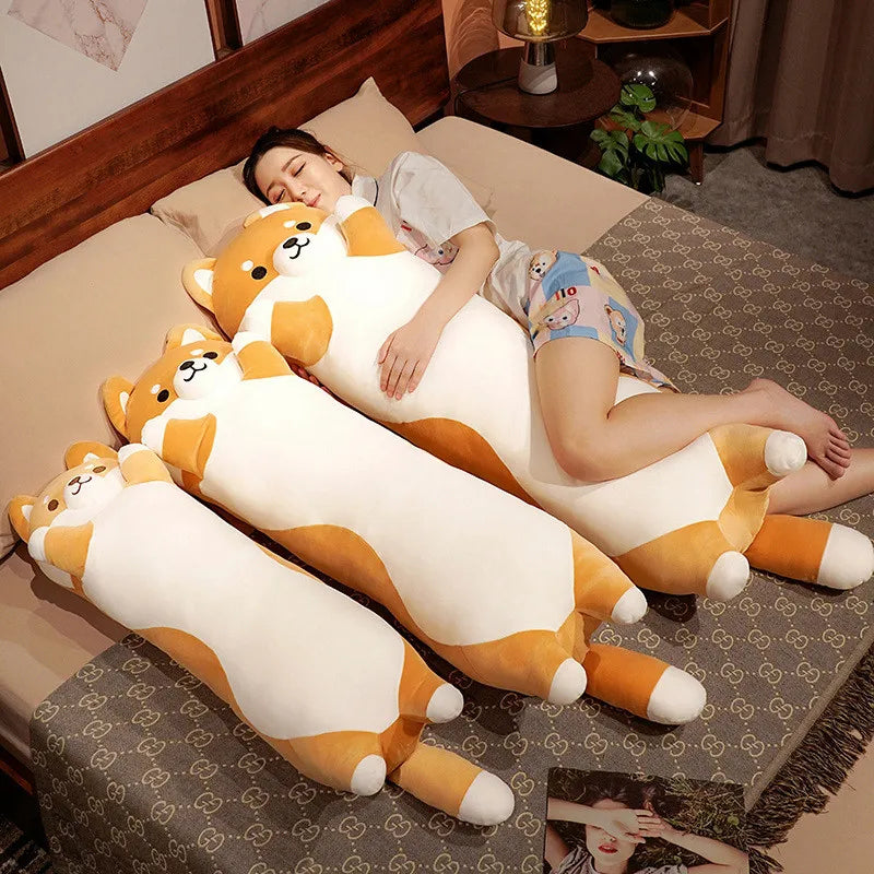 Lusy Store LLC Long Giant Cats Plush Toy Cylidrical Animal Bolster Pillow Cat Stuffed Plushie Children Sleeping Friend Gift Plush