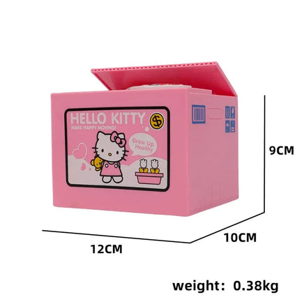 Kitty Cat Piggy Bank Action Figure Anime Cartoon Stealing Coins Kid Pink Cute Piggy Bank Money Safe Birthday Children's Gifts