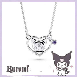 Sanrios Luxury Necklaces Cute Anime Figure Kuromi Silver Necklace Clavicle Chain Pendant for Women Jewelry Accessories Girl Gift