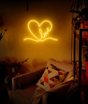 Love Neon Sign Love Heart LED Lights Wall Art Decor Valentines Gift for Girl Friend Bedroom Night Lamp Game Home