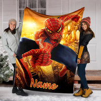 Customized Name Marvel Spider-Man Printed Blanket All Seasons Multi-purpose Blanket Suitable for Sofa, Camping, Travel, Car Style C