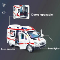 1:32 Mini Car Diecast Ambulance Fire-Truck Policecar Model Sound And Light Vehicle Simulation Collection Gifts Toys Boys Lusy Store