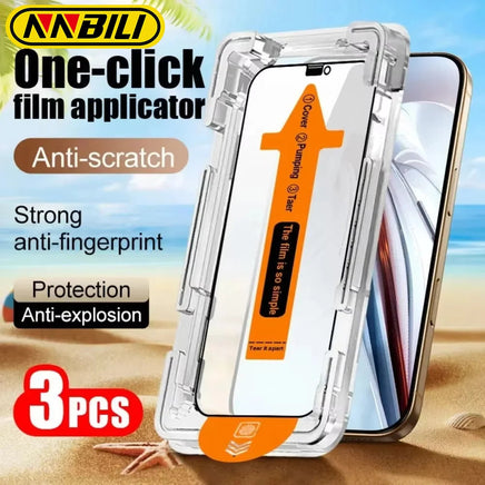 NNBILI 3Pcs Dust free Installation Tempered Glass For iPhone 13 14 16 15 11 12 17 Pro Max 17Air 15 16 14 Plus X Screen Protector Lusy Store