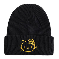 Hello Kitty Beanie Hat Women Cute Cartoon Cinnamoroll Melody Kuromi Winter Knitted Cap Hello Kitty Black 54cm-58cm
