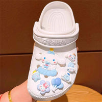 Sanrio Hello Kitty Kuromi Cinnamoroll Sneakers Buckle Set Melody LED Decorations Accessories for Slides Sandals Clogs Gifts